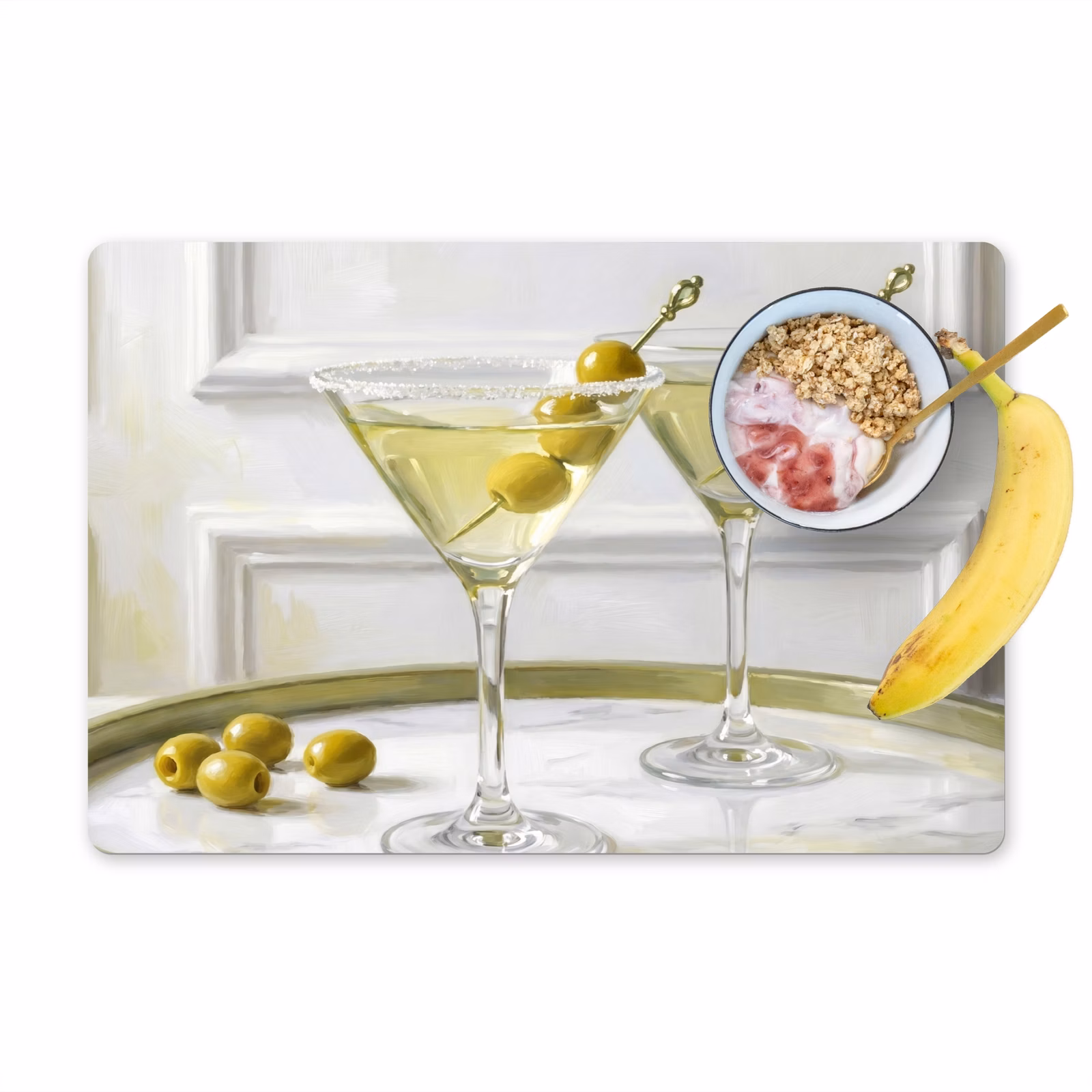Tovaglietta – 6 pezzi - Bevande - Martini - Olive - Moderno - Bianco — 1
