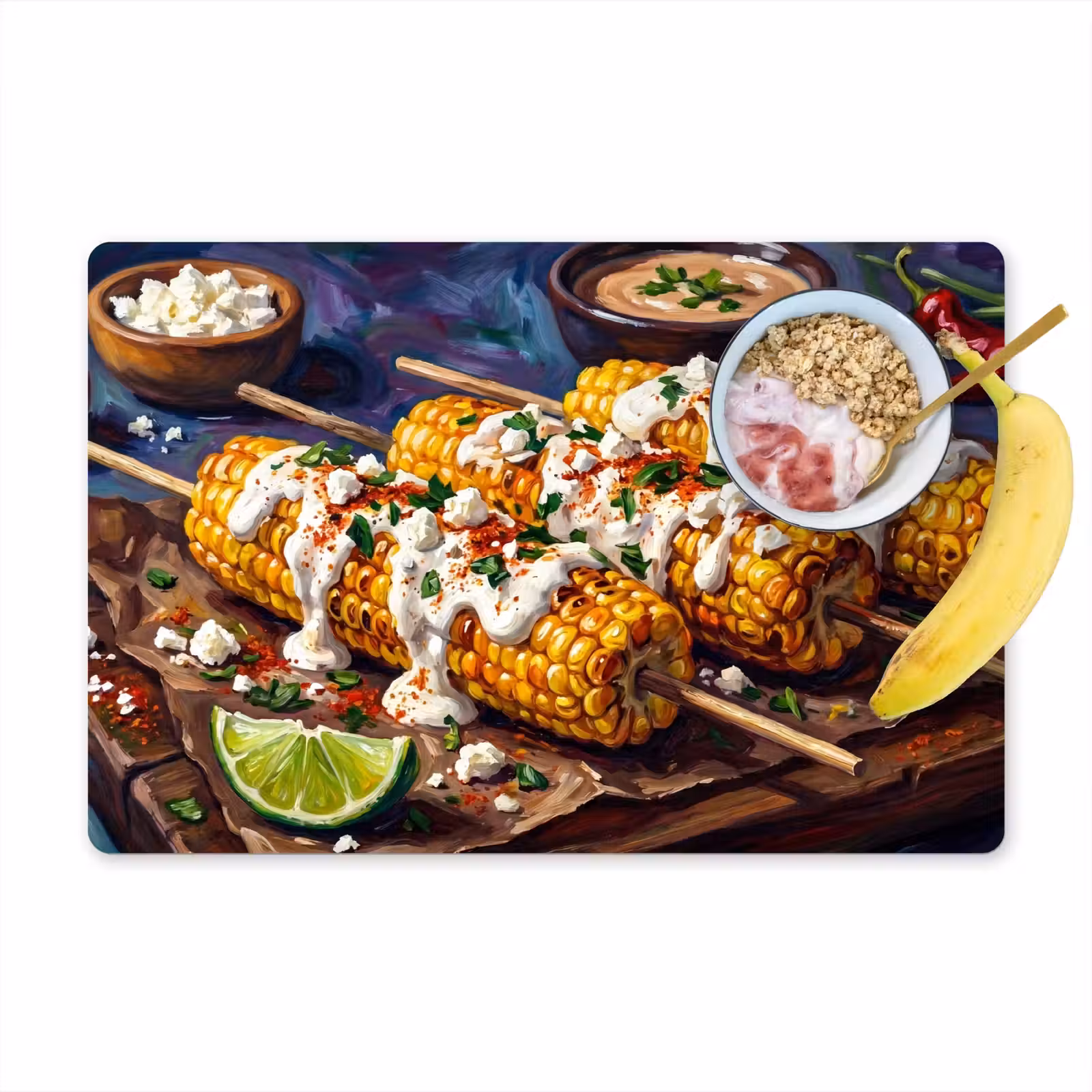 Tovaglietta – 6 pezzi - Cibo - Mais - Salsa - Dipinto - Giallo — 1