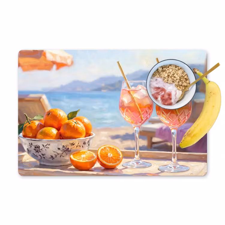 Tovaglietta – 6 pezzi - Bevande - Bicchieri - Spiaggia - Estate - Arancione — 1