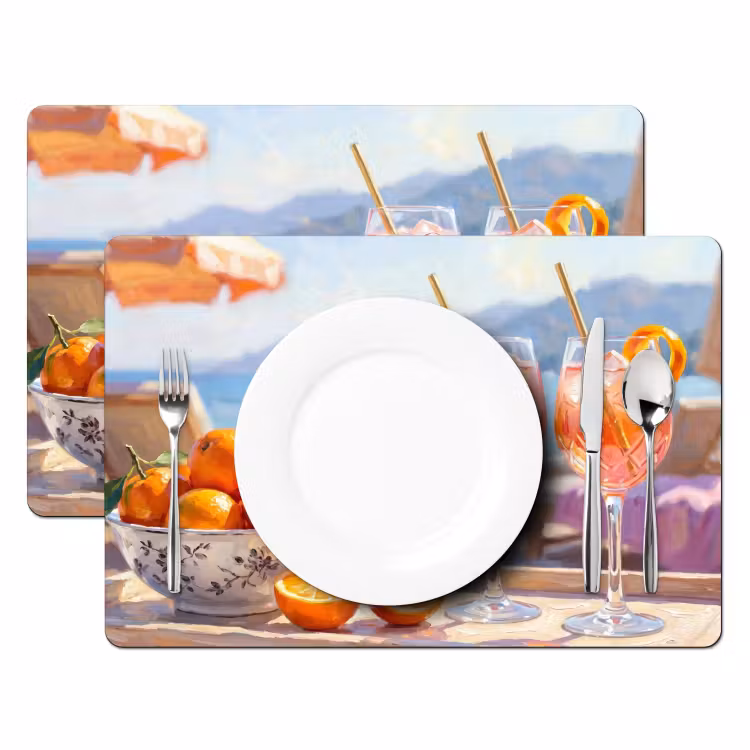Tovaglietta – 6 pezzi - Bevande - Bicchieri - Spiaggia - Estate - Arancione — 2