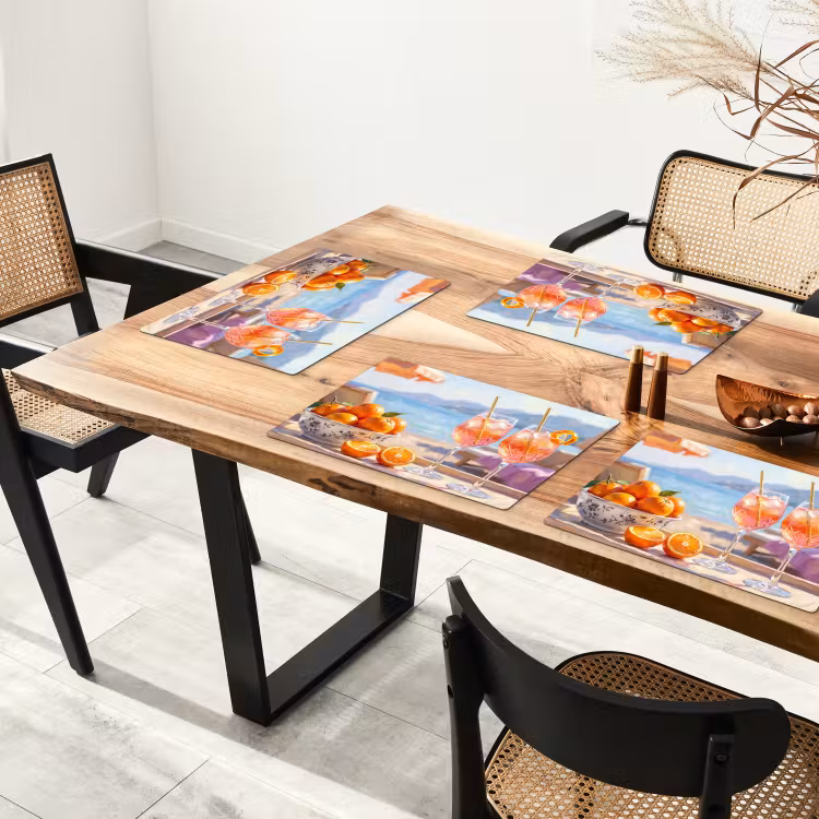 Tovaglietta – 6 pezzi - Bevande - Bicchieri - Spiaggia - Estate - Arancione — 4