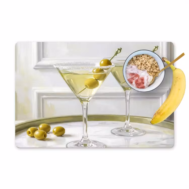Tovaglietta – 6 pezzi - Bevande - Martini - Olive - Moderno - Bianco — 1