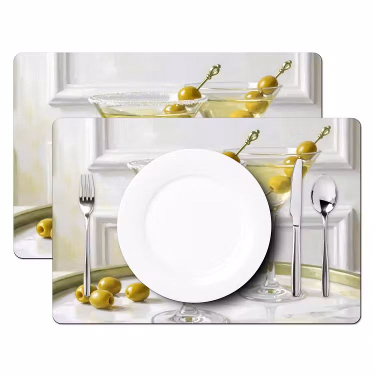 Tovaglietta – 6 pezzi - Bevande - Martini - Olive - Moderno - Bianco — 2