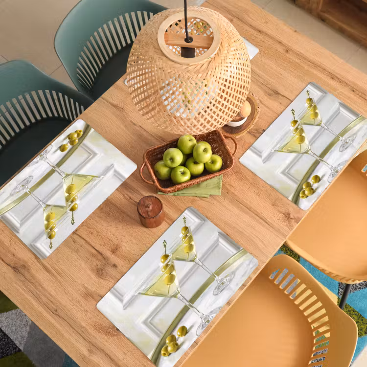Tovaglietta – 6 pezzi - Bevande - Martini - Olive - Moderno - Bianco — 3