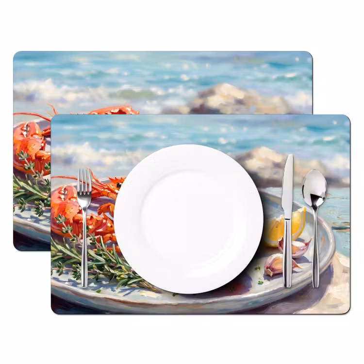 Tovaglietta – 6 pezzi - Cibo - Mare - Costa - Moderno - Blu — 2