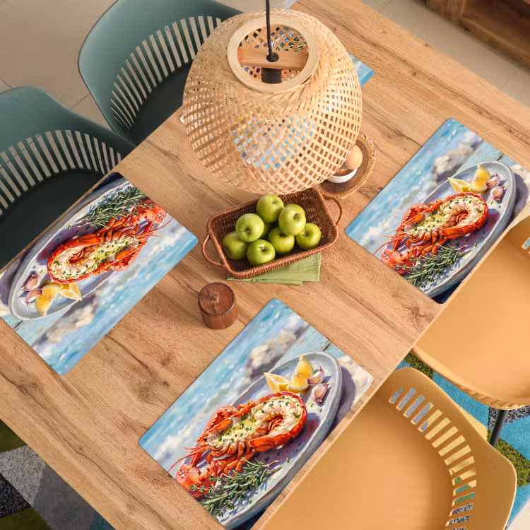 Tovaglietta – 6 pezzi - Cibo - Mare - Costa - Moderno - Blu — 3