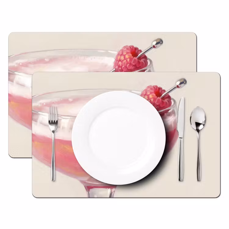 Tovaglietta – 6 pezzi - Cocktail - Lampone - Bevanda - Moderno - Rosa — 2