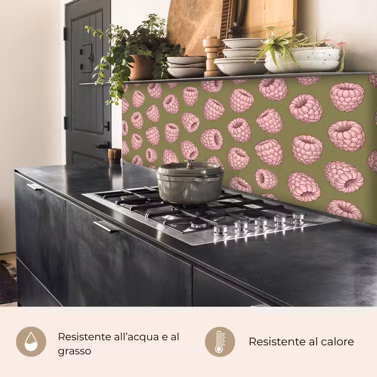 Schienale cucina - Cibo - Motivo - Illustrazione - Rosa - Verde — 5