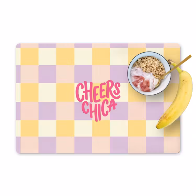 Tovaglietta – 6 pezzi - Cheers Chica - A quadretti - Lilla - Giallo — 1