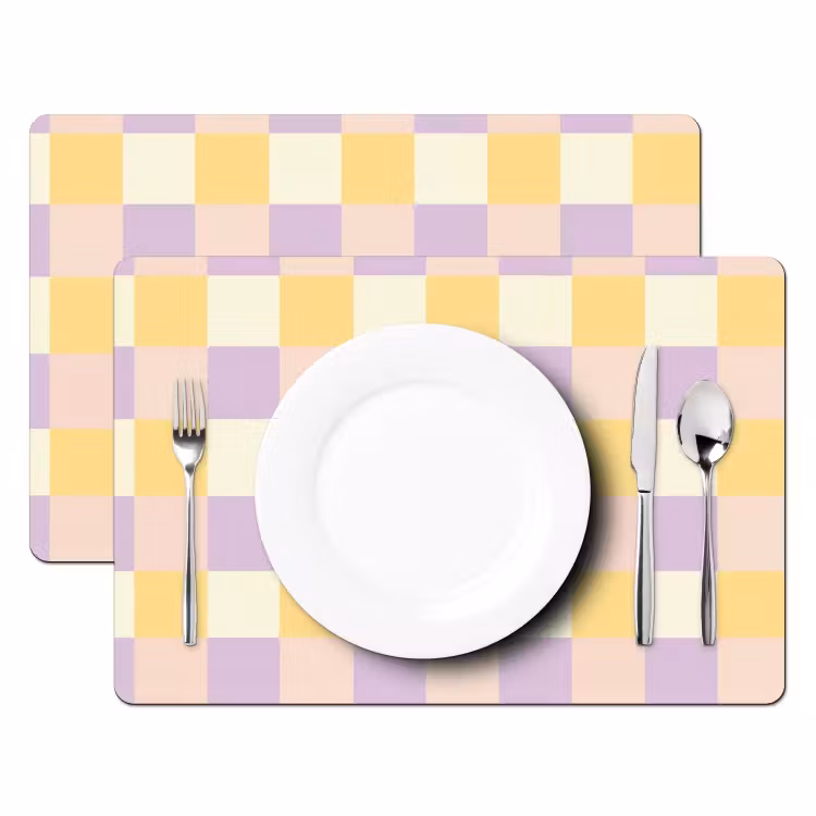 Tovaglietta – 6 pezzi - Cheers Chica - A quadretti - Lilla - Giallo — 2