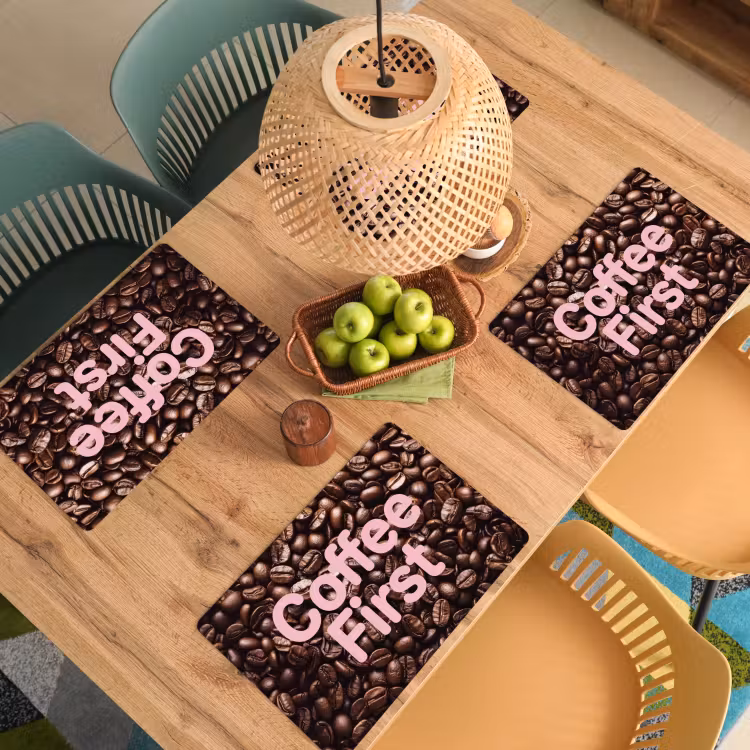 Tovaglietta – 6 pezzi - Coffee First - Chicchi di caffè - Rosa — 3