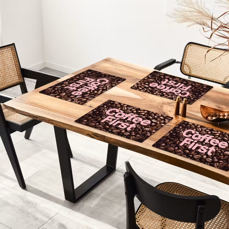Tovaglietta – 6 pezzi - Coffee First - Chicchi di caffè - Rosa — 4
