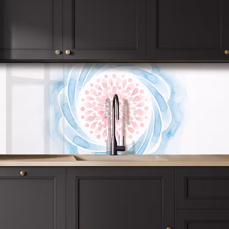 Schienale cucina - Abstract - Forma floreale - Acquerello - Rosa - Blu — 6