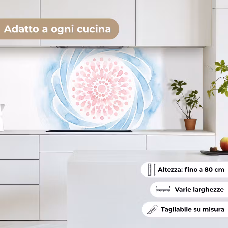 Schienale cucina - Abstract - Forma floreale - Acquerello - Rosa - Blu — 7