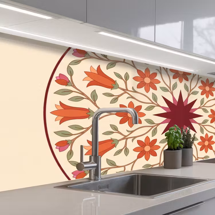 Schienale cucina - Fiori - Mandala - Decorativo - Rosso — 2