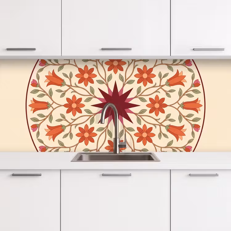 Schienale cucina - Fiori - Mandala - Decorativo - Rosso — 4
