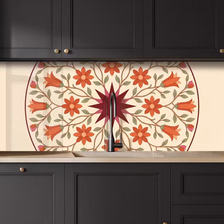 Schienale cucina - Fiori - Mandala - Decorativo - Rosso — 6