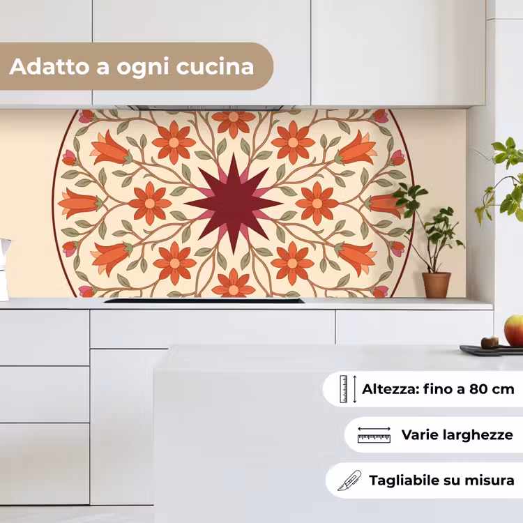 Schienale cucina - Fiori - Mandala - Decorativo - Rosso — 7