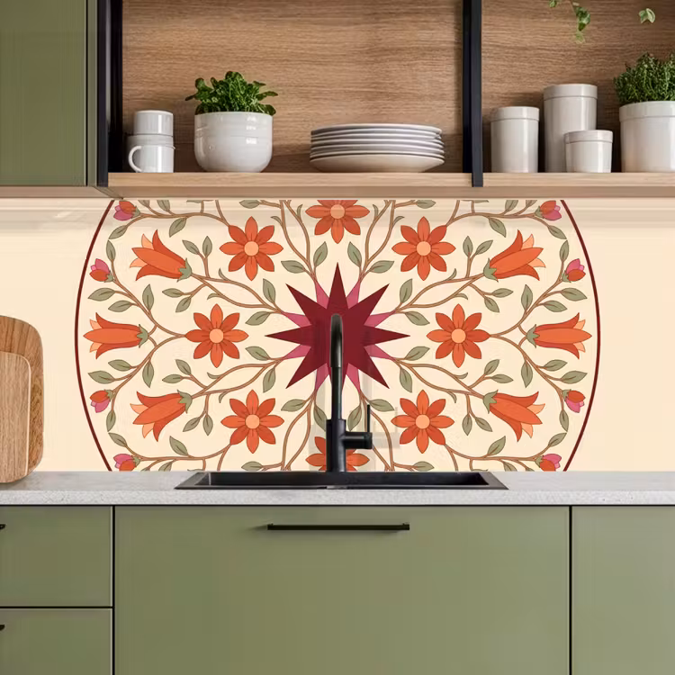 Schienale cucina - Fiori - Mandala - Decorativo - Rosso — 8