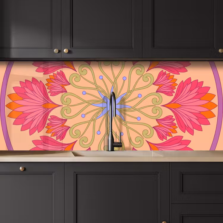 Schienale cucina - Fiori - Motivo - Astratto - Rosa - Decorativo — 6