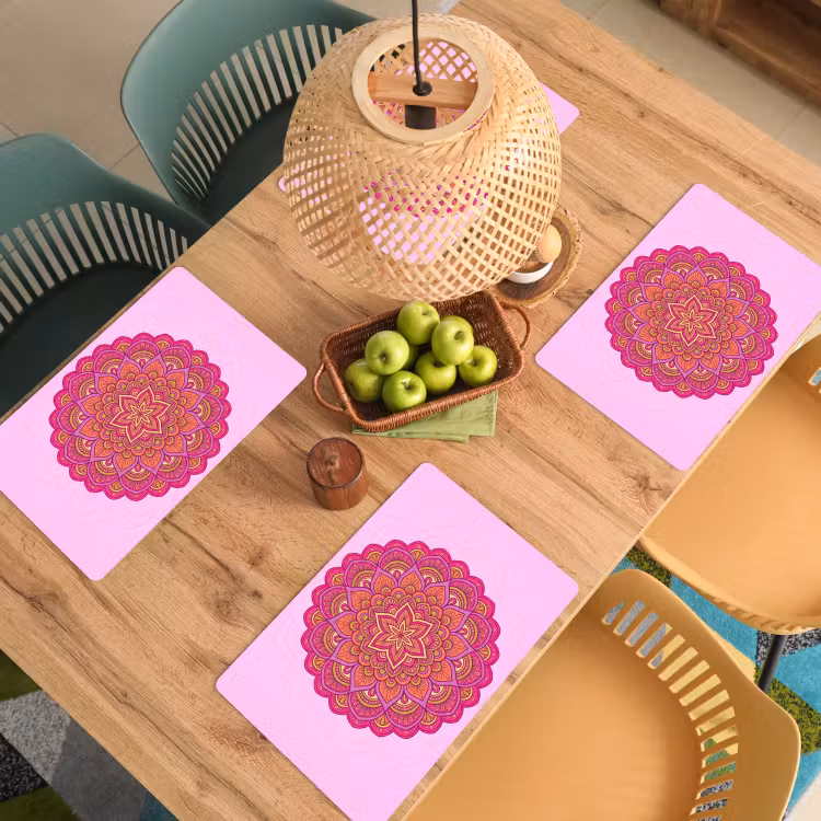 Tovaglietta – 6 pezzi - Mandala - Cerchio - Spirituale - Orientale - Rosa — 3