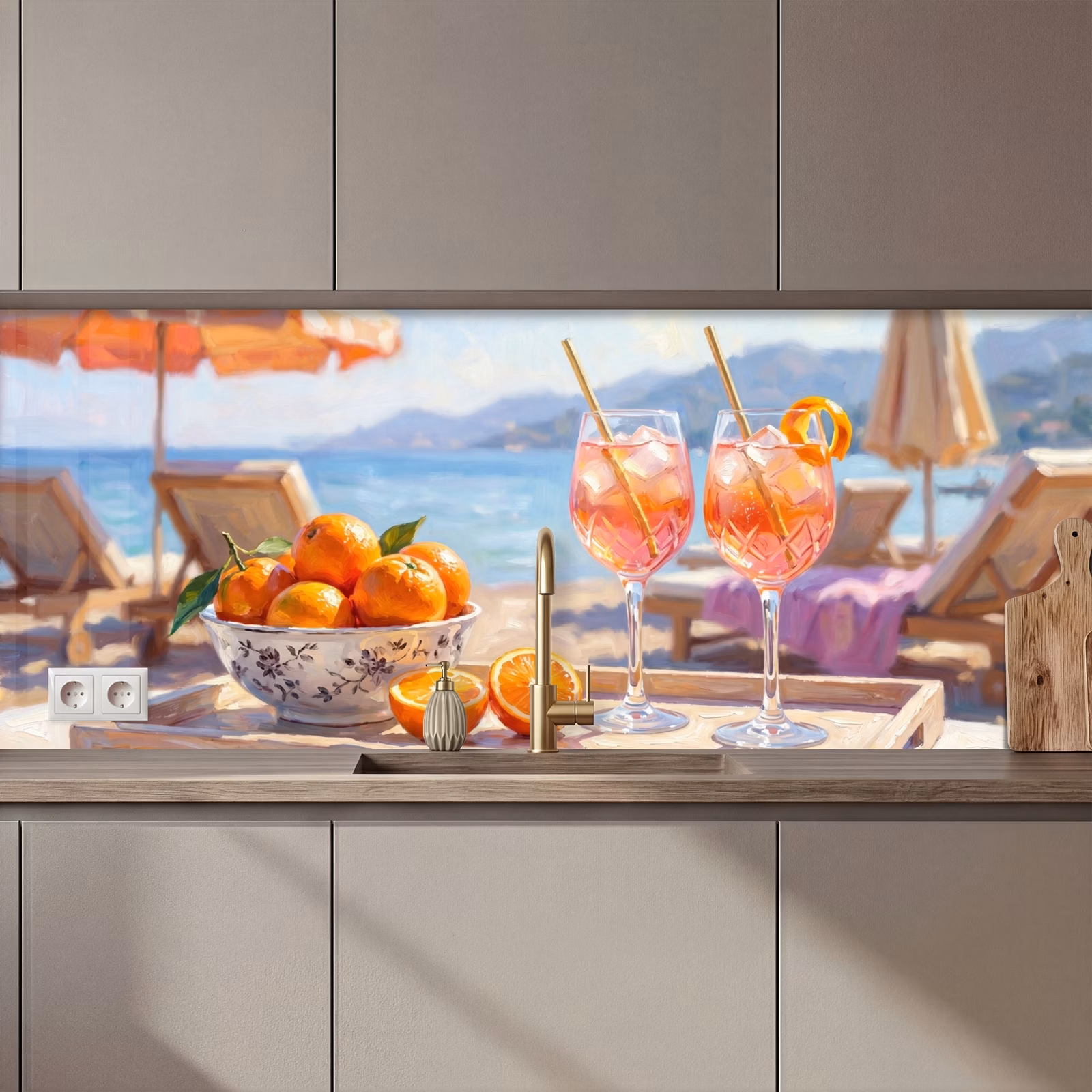 Schienale cucina - Bevande - Bicchieri - Spiaggia - Estate - Arancione — 1