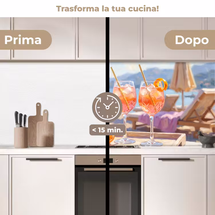 Schienale cucina - Bevande - Bicchieri - Spiaggia - Estate - Arancione — 3