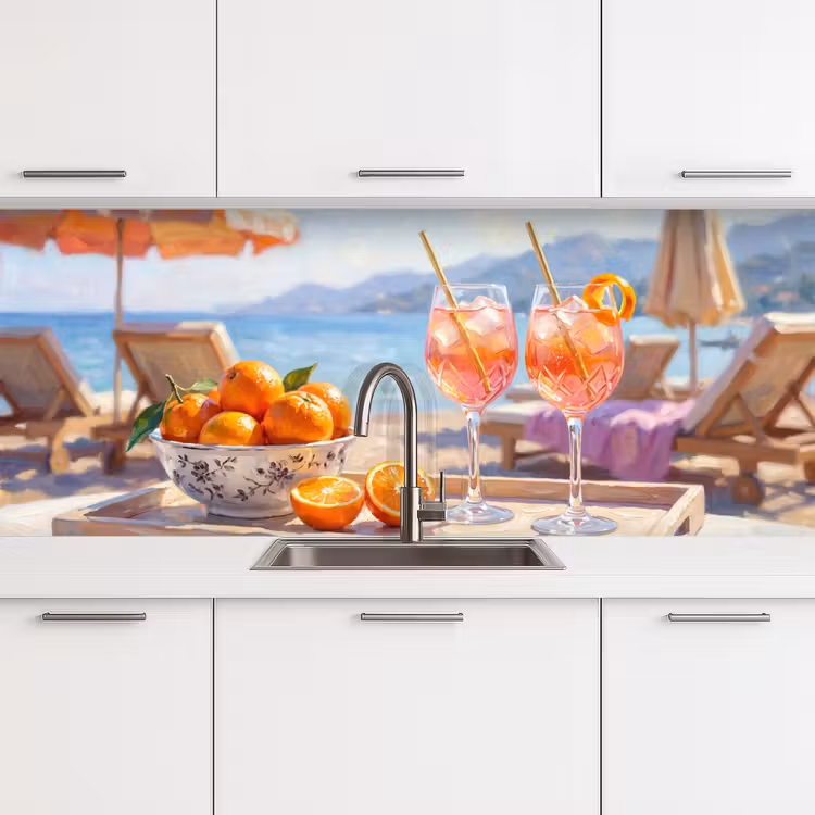 Schienale cucina - Bevande - Bicchieri - Spiaggia - Estate - Arancione — 4
