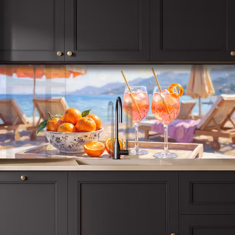Schienale cucina - Bevande - Bicchieri - Spiaggia - Estate - Arancione — 6