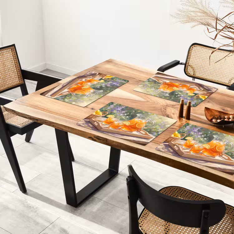 Tovaglietta – 6 pezzi - Bevanda - Limone - Estate - Giardino - Giallo — 4