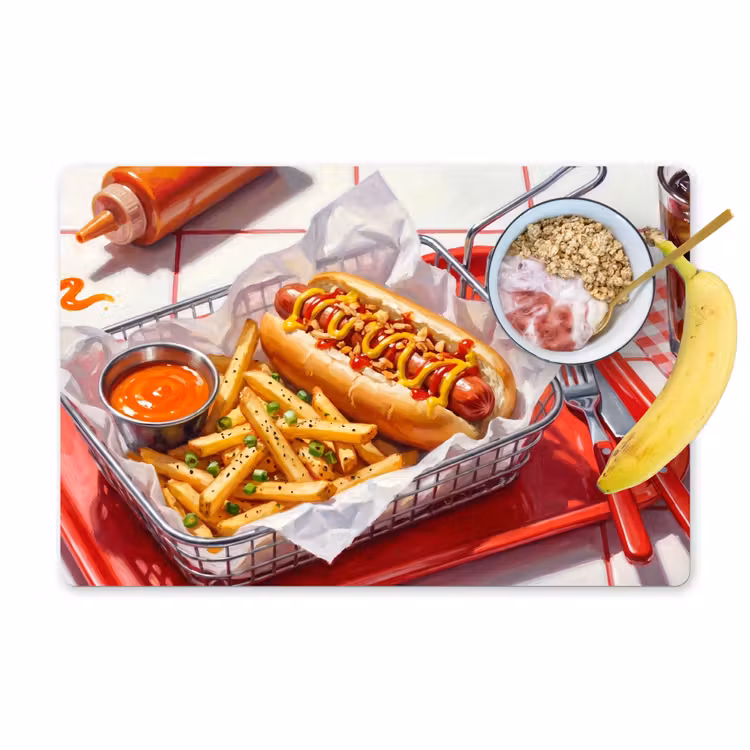 Tovaglietta – 6 pezzi - Cibo - Hot dog - Fast food - Moderno - Rosso — 1