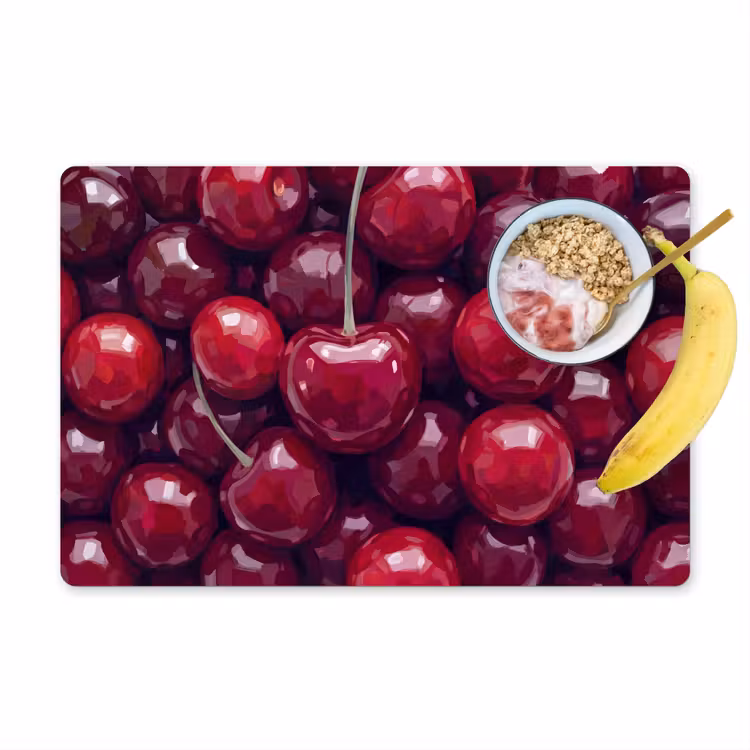 Tovaglietta – 6 pezzi - Frutta - Ciliegie - Cibo - Moderno - Rosso — 1