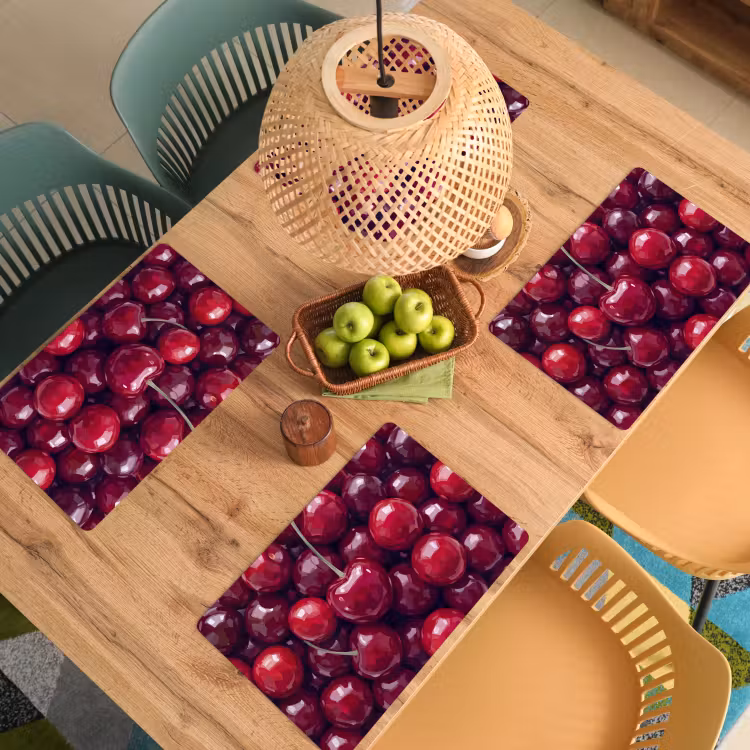 Tovaglietta – 6 pezzi - Frutta - Ciliegie - Cibo - Moderno - Rosso — 3