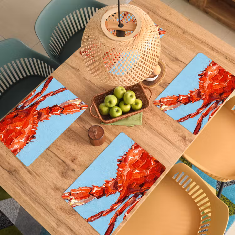 Tovaglietta – 6 pezzi - Granchio - Mare - Animali - Astratto - Rosso — 3