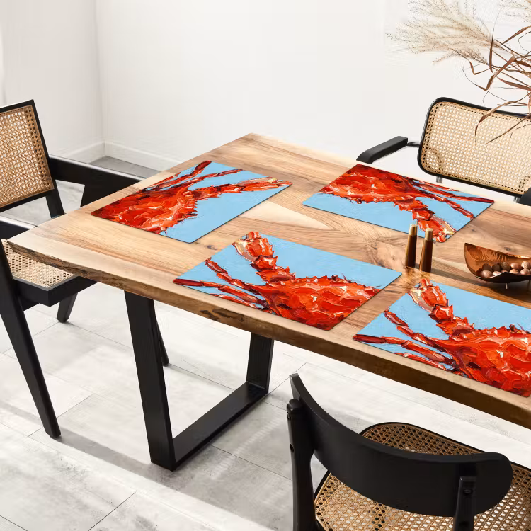 Tovaglietta – 6 pezzi - Granchio - Mare - Animali - Astratto - Rosso — 4