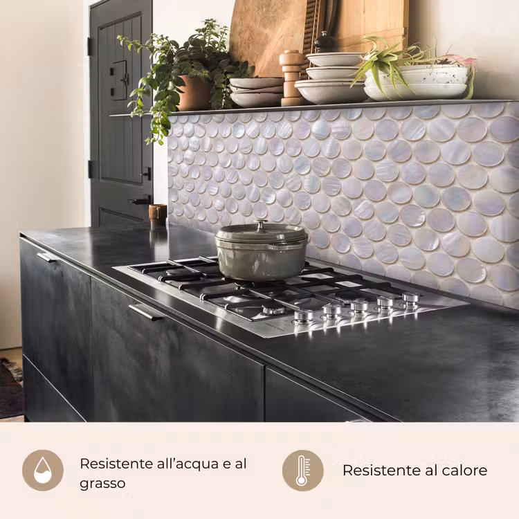 Schienale cucina - Motivo - Cerchi - Astratto - Moderno - Bianco — 5