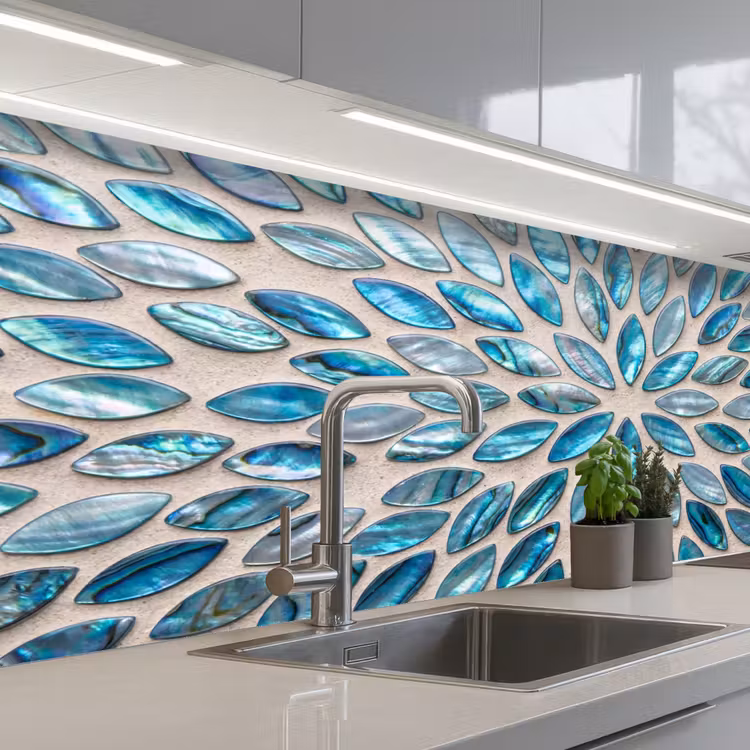 Schienale cucina - Motivo - Lucentezza - Astratto - Blu - Decorazione — 2