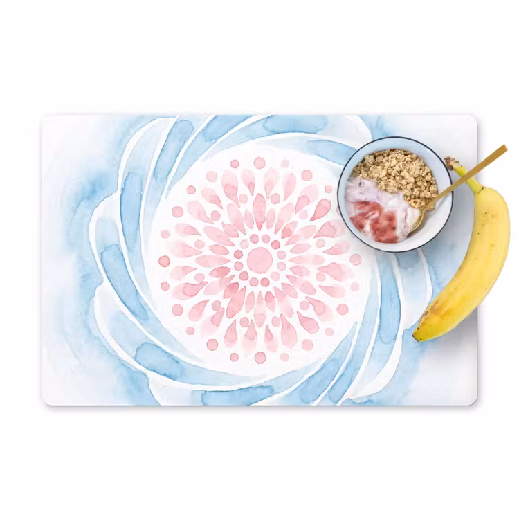Tovaglietta – 6 pezzi - Abstract - Forma floreale - Acquerello - Rosa - Blu — 1