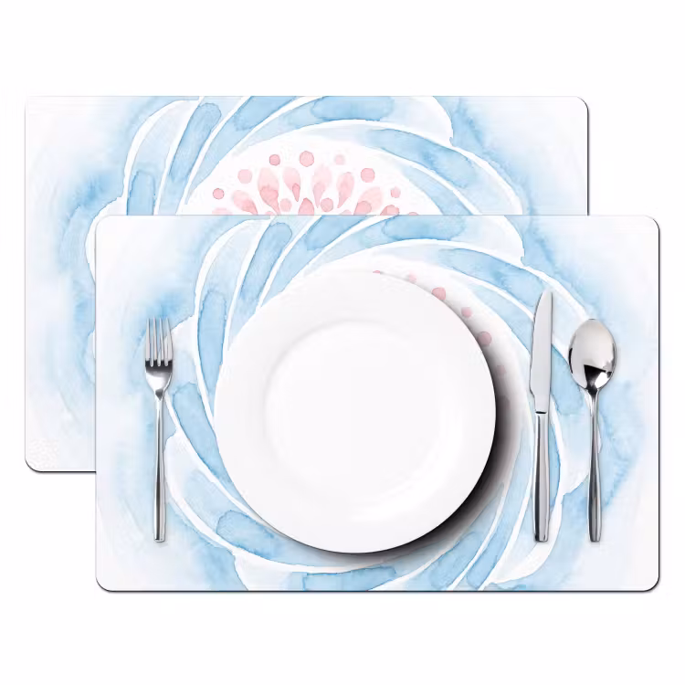 Tovaglietta – 6 pezzi - Abstract - Forma floreale - Acquerello - Rosa - Blu — 2