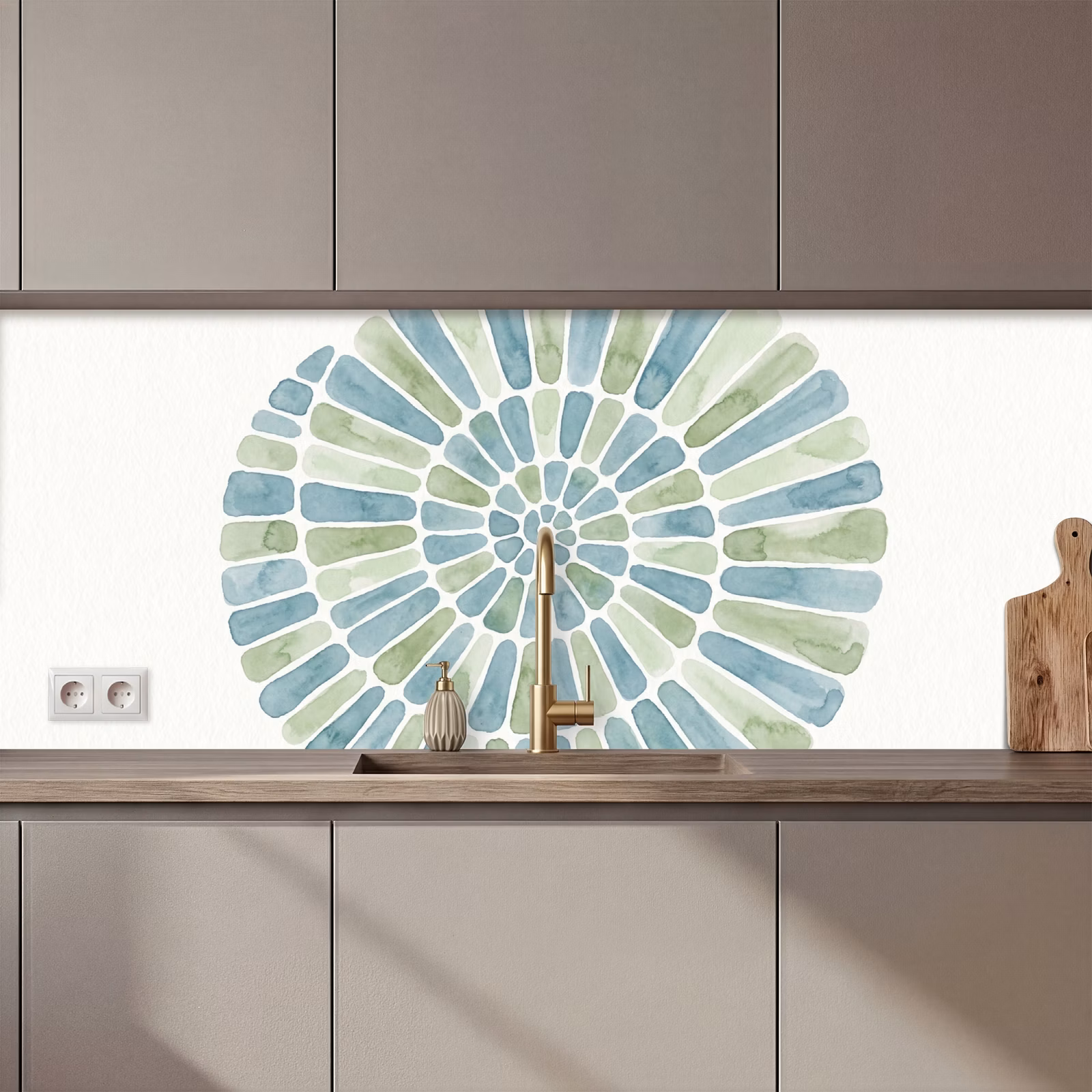 Schienale cucina - Abstract - Spirale - Motivo - Moderno - Blu-Verde — 1