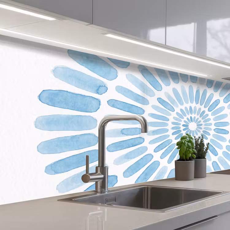 Schienale cucina - Abstract - Forme - Arte - Acquerello - Blu — 2