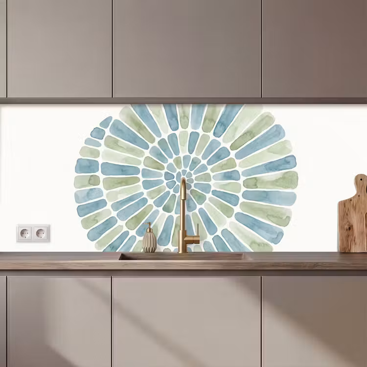 Schienale cucina - Abstract - Spirale - Motivo - Moderno - Blu-Verde — 1