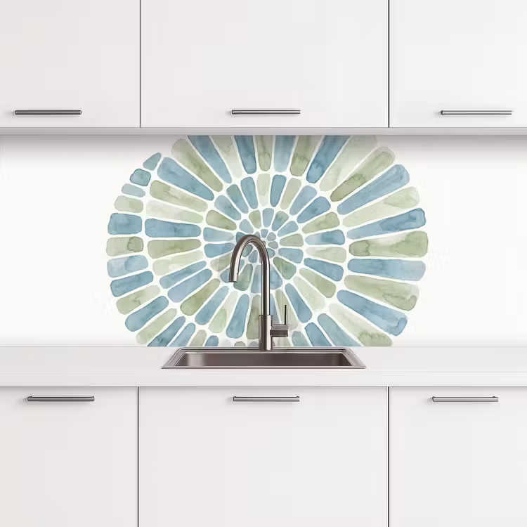 Schienale cucina - Abstract - Spirale - Motivo - Moderno - Blu-Verde — 4