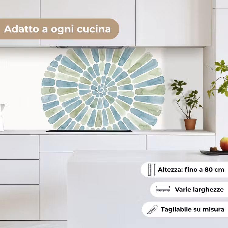 Schienale cucina - Abstract - Spirale - Motivo - Moderno - Blu-Verde — 7