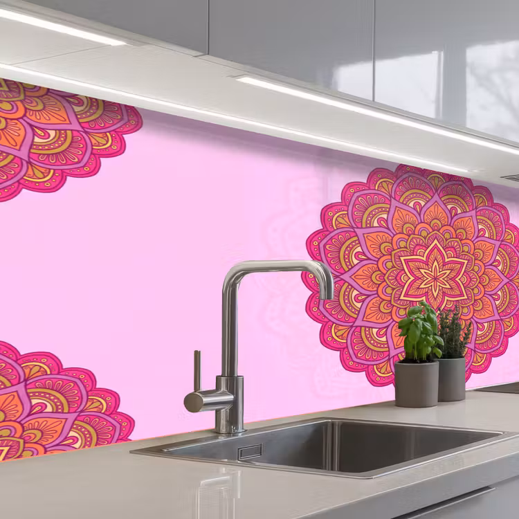 Schienale cucina - Mandala - Cerchio - Spirituale - Orientale - Rosa — 2