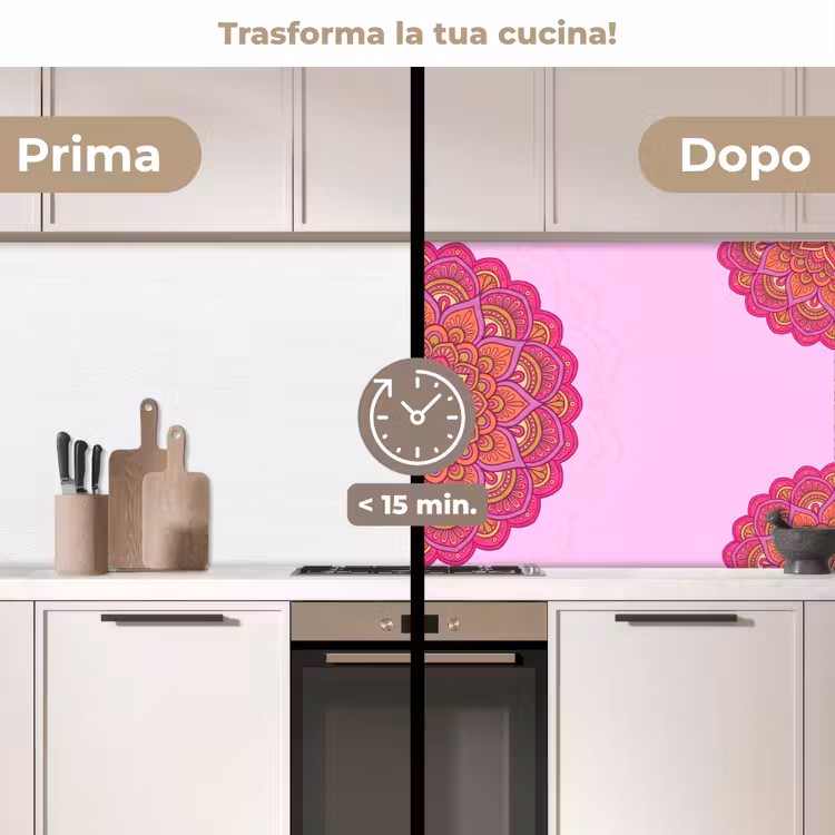 Schienale cucina - Mandala - Cerchio - Spirituale - Orientale - Rosa — 3