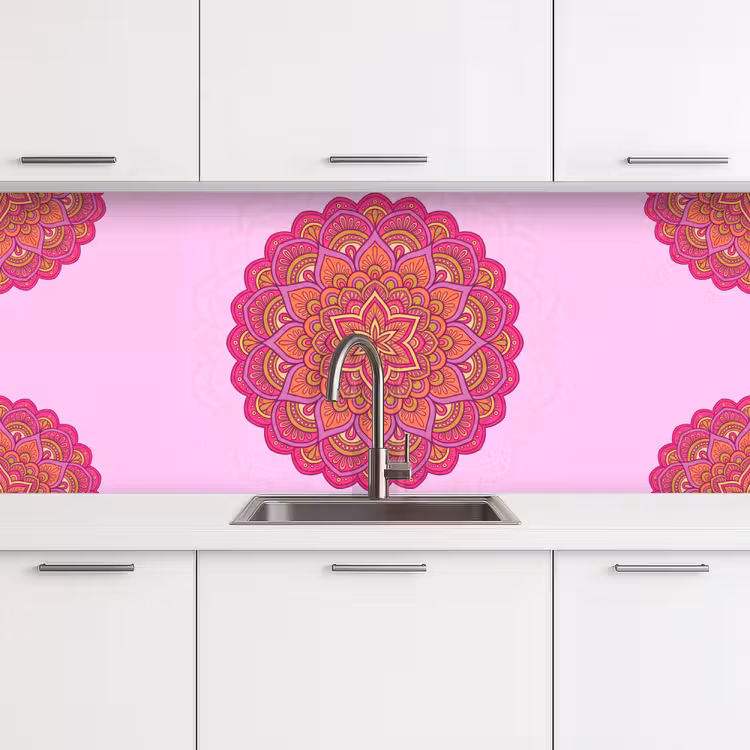 Schienale cucina - Mandala - Cerchio - Spirituale - Orientale - Rosa — 4
