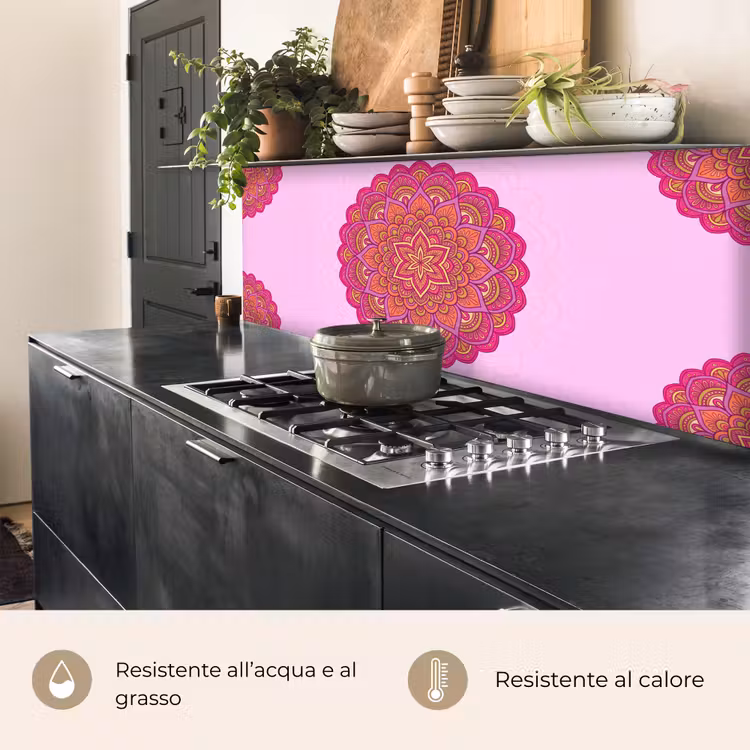 Schienale cucina - Mandala - Cerchio - Spirituale - Orientale - Rosa — 5