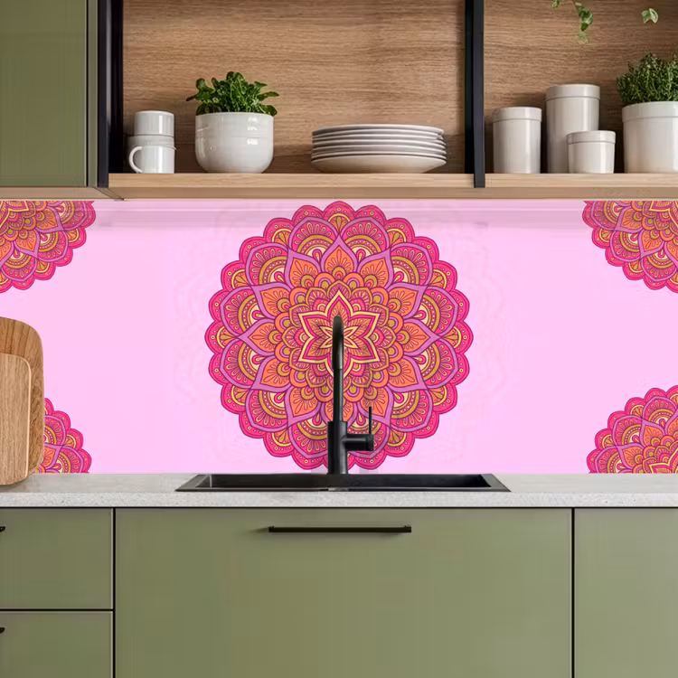 Schienale cucina - Mandala - Cerchio - Spirituale - Orientale - Rosa — 8