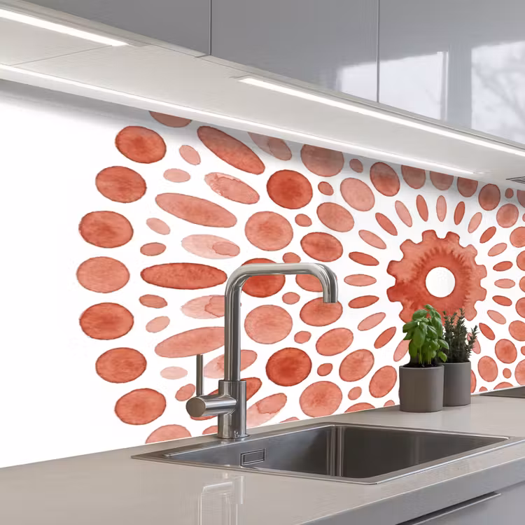 Schienale cucina - Motivo - Cerchi - Astratto - Moderno - Rosso — 2